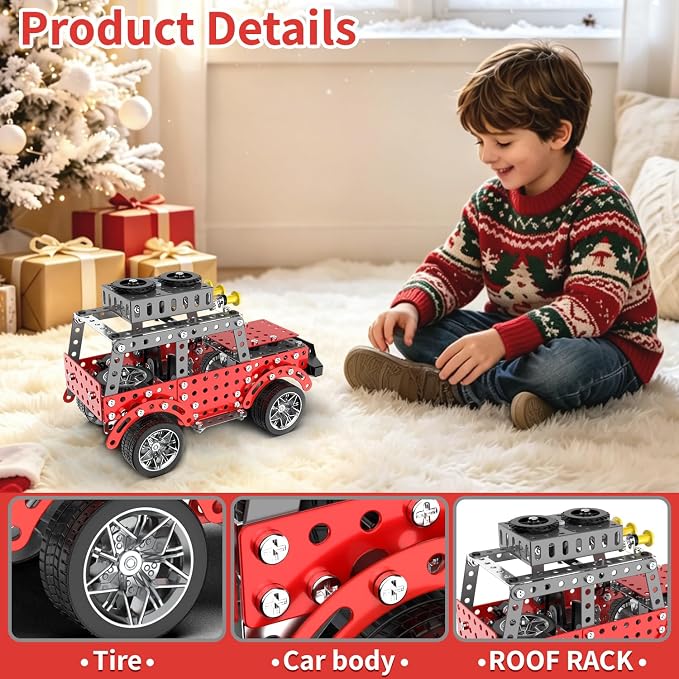 Jixin Xyzhi 3D Metal Model Kit Off-Road Car Building Set for Kids & Adults Ages 8+ – STEM Engineering DIY Assembly Toy with Tools for Family Fun & Gift Giving (Big Off-Road car)