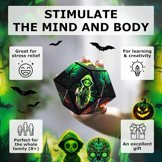 Shashibo Sensory Fidget Toy for Adults & Kids, Stress Relief Fidget Toy for Adults, Teens & Kids, Cool Fidget Toys for Desk, Classroom Must Have, Sensory Shape Shifting Cube, 100+ Possible Shapes