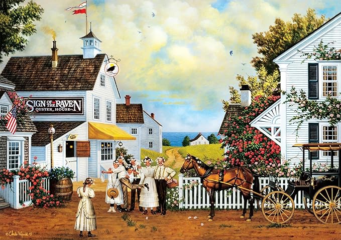 Buffalo Games Charles Wysocki - Fun Lovin' Silly Folks - 300 Piece Jigsaw Puzzle - 21.25 x 15 in, Ages 14+ - High-Resolution Artwork & Poster Included - Charles Wysocki Puzzles - Easy-To-Handle Pieces