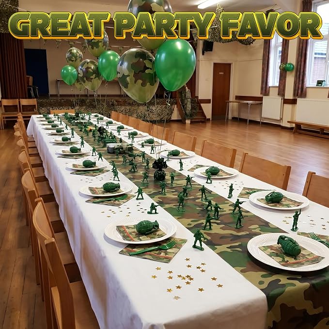 Green Army Men Toy Soldiers (108 Pack) - Classic Military Action Figures for Kids - Plastic Army Toys Set for Battle Play, Party Favors, Cake Toppers & Goodie Bags