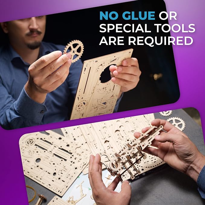 UGEARS Marble Run Stepped Hoist, Model Kit, 3D Puzzle, Fun DIY Model Kit Crafts for Adults - Unique Gift 3D Puzzle for Adult Marble Game for Hobby Enthusiasts - 355 Pcs