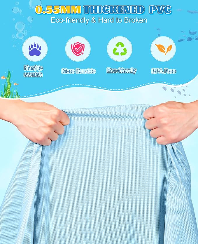 157" Extra Large Splash Pad - Non-Slip Splash Pad for Kids and Dogs Thickened Dog Pool with Sprinkler for Toddlers Children Adults Pets