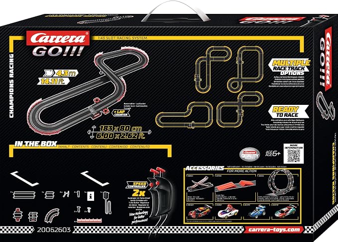 Carrera GO Champion's Racing Electric 1:43 Scale Slot Car Race Track Set