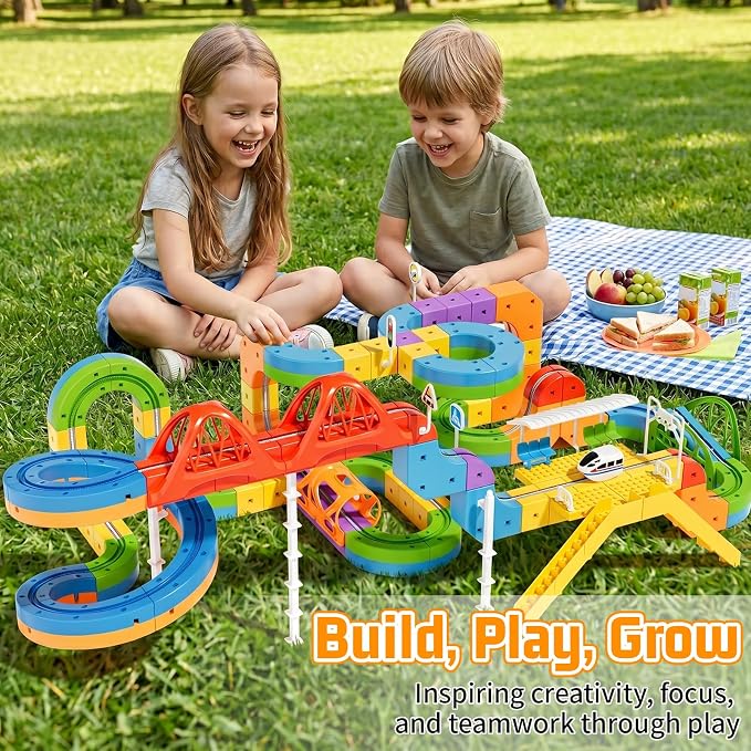 KlickRail Electric Train Set Flexible Race Track for Kids 4 6 7 8 (Ultimate Set(152 Piece))