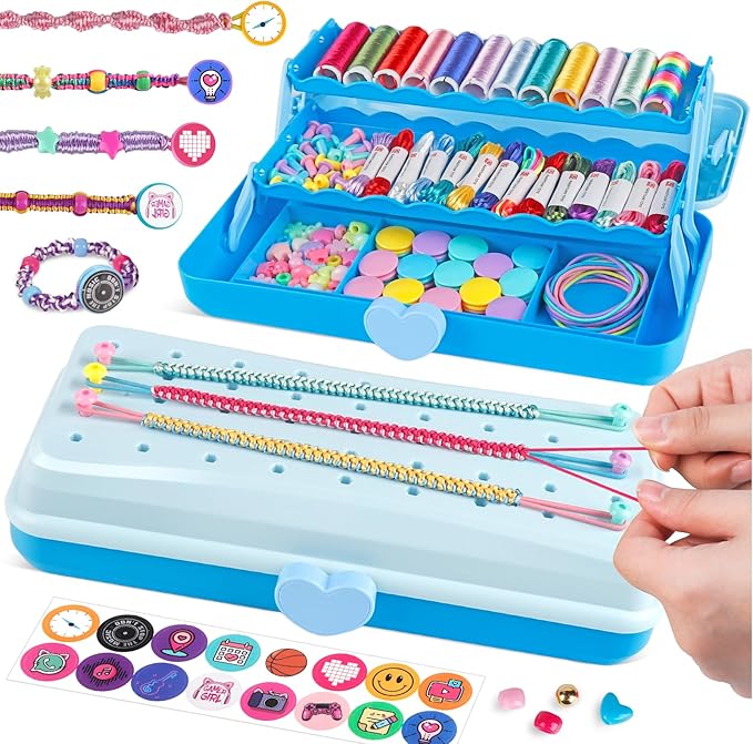 TingingYuli Friendship Bracelet Making Kit for Girls Ages 8-12, DIY String Bracelet Maker with 3-Layer Storage Box, Jewelry Making Kit Arts and Crafts Toy Gift for Kids Ages 6-12