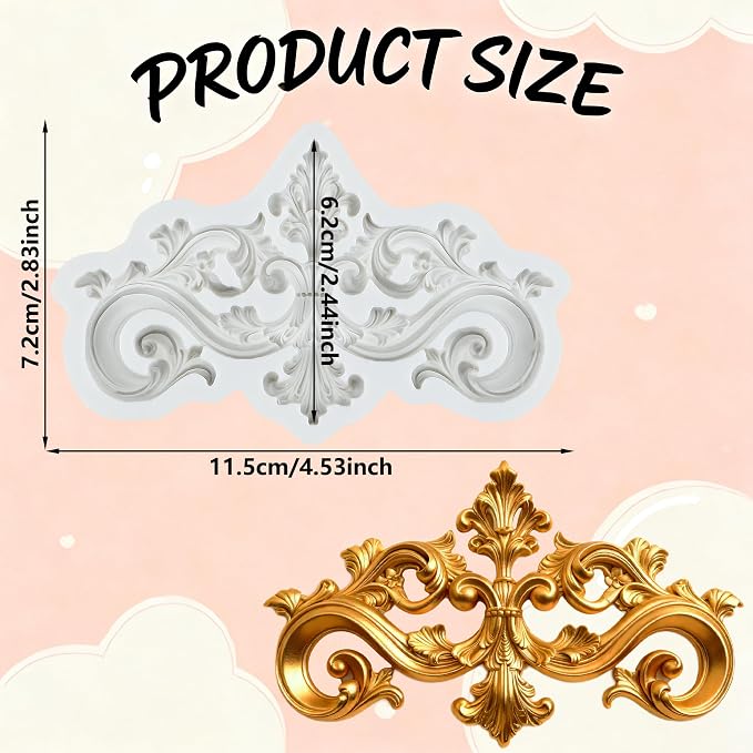 Baroque Polymer Clay Molds Curlicues Scroll Lace Silicone Mold for Jewelry Making Epoxy Resin Casting Air Dry Polymer Clay Craft