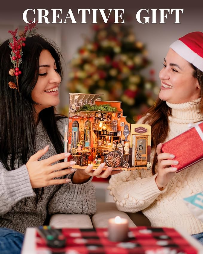Rolife DIY Miniature House Kit for Adults, Cheers Bar Mini Wooden Dollhouse 1:18 Tiny Building Diorama Mini Model House Kits Birthday Craft Hobbies Gift Home Decor for Friends Family