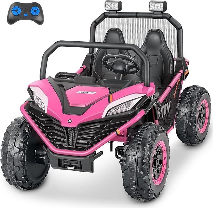 ELEMARA 24V Ride on Car for Kids, 2 Seater XL 20" Seat Ride on Toy, 10AH 4WD Battery Powered 4.5MPH Electric Car with Remote, 3 Speeds, Music Gift for Ages 3-8