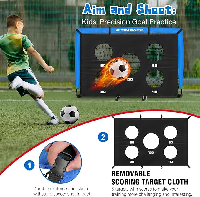Soccer Goal,Backyard Soccer Goals for Kids 2 Pack,4x3/6x4 FT Portable Toddler Soccer Nets with Target,Ball & Cones,Soccer Training Equipment for Kids Youth Outdoor Games,Sports,Play