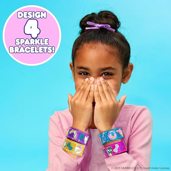Hello Kitty® and Friends Sparkle Bracelets, Customize 4 Reversible Glitter Bracelets for Kids with Puffy Stickers, Kawaii Jewelry Craft, Cute Girls' Jewelry Kit, DIY Accessories Gift Ages 3+