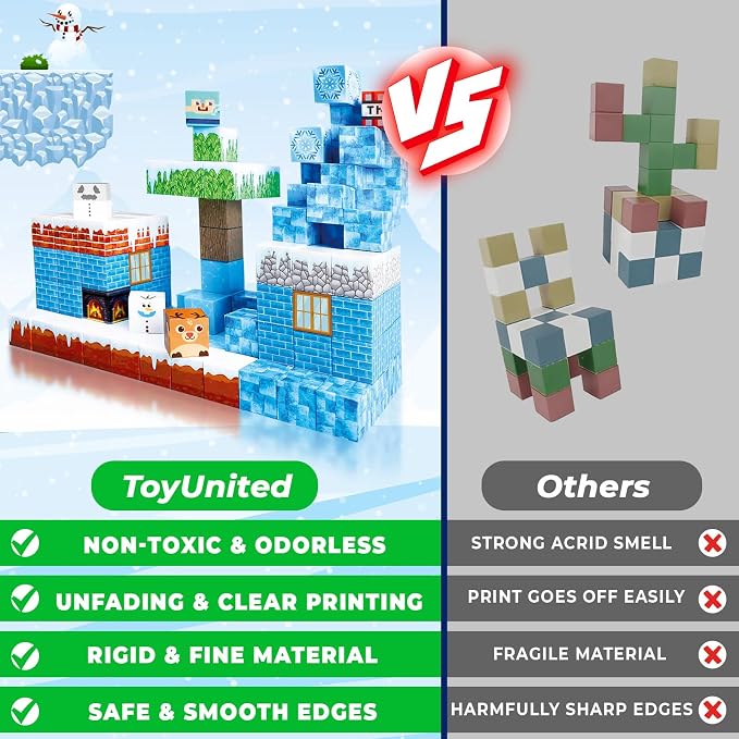 ToyUnited Magnetic Blocks - 100PCS Magnetic Building Blocks Glacier Castle, STEM Montessori Sensory Toys for Toddlers Kids Boys Girls Ages 3 4 5 6 7 8 9 10+ Holiday Birthday Gifts