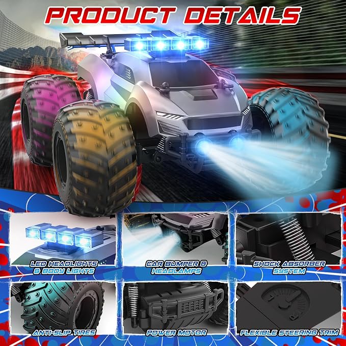 EpochAir Remote Control Car - 20km/h 1:18 High Speed RC Cars Offroad with RBC &Headlights &Headlamps, 2.4GHz Toy Car Gift for 3 4 5 6 7 8 9 10-12 Year Old Boys Girls Kids