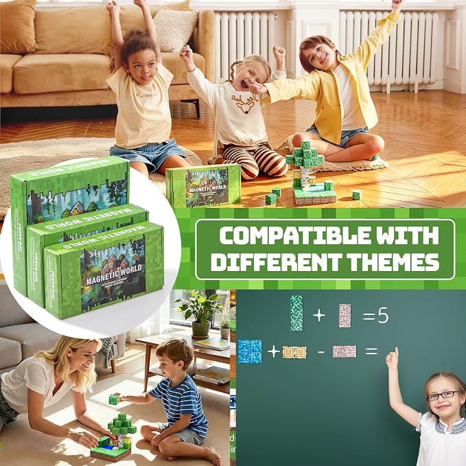 48PCS Magnetic Building Blocks for Kids 3-8 | Super Strong Magnets, STEM Educational Magnet Cubes, Minecraft-Style Construction Toy, Non-Toxic Sensory Play, Birthday Gifts for Boys & Girls