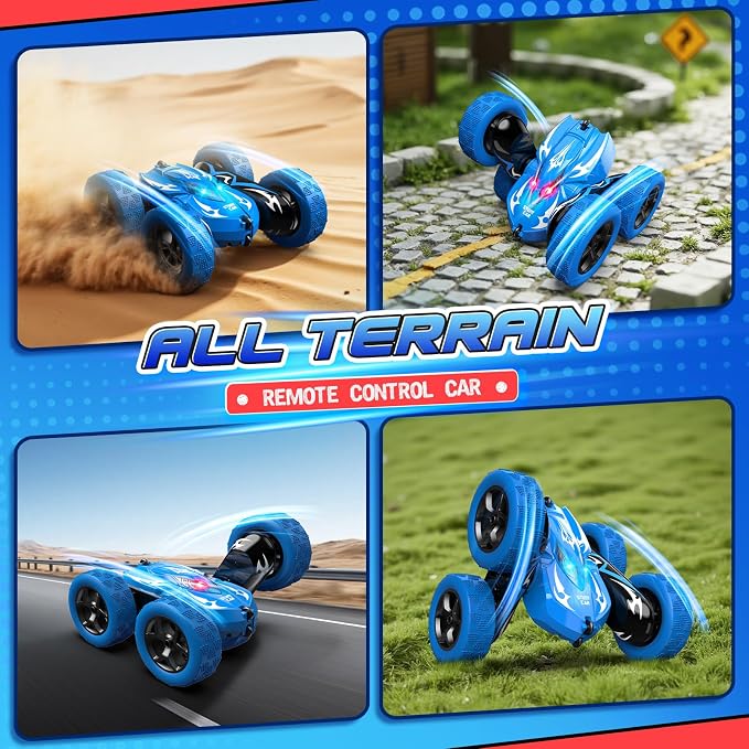 Excitobo Remote Control Car,RC Cars for 4 5 6 7 8 9 10 11 12 Year Old Boy Double Sided 360°Flip 4WD Rechargeable Drift RC Race Car Boys Toys Birthday Gifts Easter Basket Stuffers for Kids Age 4-12