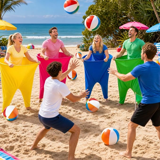 Granny Pants Yard Game Set, Oversized Pants with Bouncy Balls, Pumps & Flags, Giant Outdoor Tossing Games for Adults Family Birthday Backyard Party Team-Building Gatherings