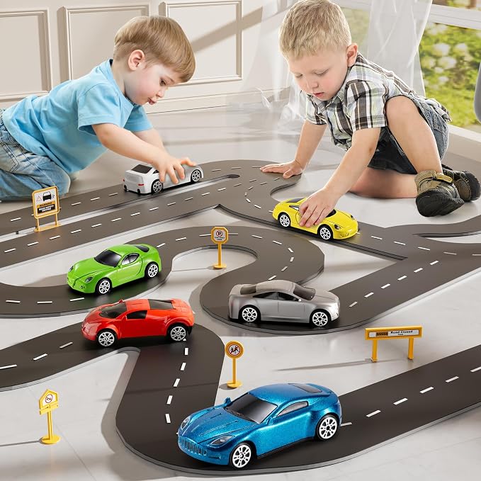 NIPLOOOW Die Cast Metal Racing Car Toy With Play Mat for 3-6 Year Old Boys and Girls - Christmas Birthday Gift