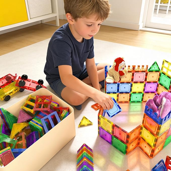 Coodoo Kids Toys Magnetic Tiles Starter Set Classroom Must Haves, Magnetic Blocks for Toddlers Magnet Building Toys Preschool Montessori Learning Games for 3+ Year Old Boys & Girls