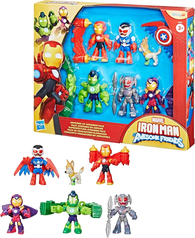 Marvel Iron Man and his Awesome Friends Armored-Up Avengers Pack, 3-Inch (7.6 CM) Action Figures, Toy Playsets for Boys & Girls, Ages 3+