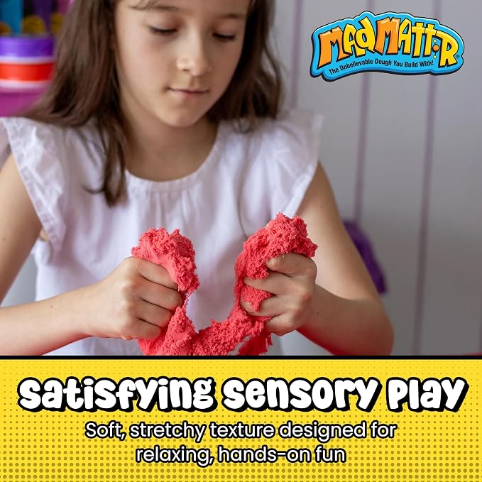 Mad Mattr 10 oz Sensory Dough Pouch, Soft Stretchy Play Dough for Kids, Never Dries Out, Mess-Free Modeling Clay for Creative Sensory Play, Ages 3 and Up, Red