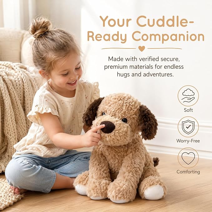 Dog Plush Dog Toy 18 Inch, 2.6 lbs – Brown Weighted Stuffed Animal Dog– Ultra-Soft Plush, Durable Design, Suitable for Kids & Adults – Cozy Comfort Companion