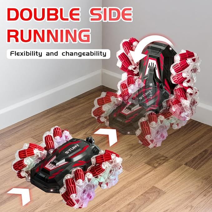 Gesture Sensing RC Stunt Car, 4WD Remote Control Cars, Cool Lighting and Music, Double-Sided Rotating Off-Road Vehicle 360° Flipping Car, Present for Boys and Girls Aged 6-12