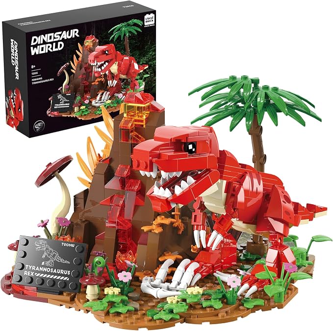 UNCLE BRICK Dinosaur World Building Block Set,T.Rex Dinosaur Park Sets for Boys and Girls 8-12,T.rex and Volcano Scene Building Sets,Home or Office Décor Sets for Boys 8-14(559pcs
