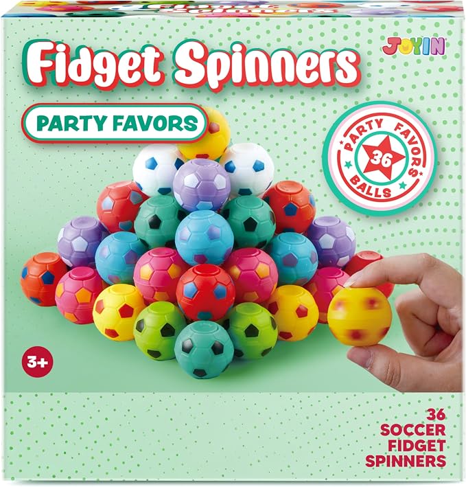 JOYIN 72 Pack Soccer Fidget Spinners for Kids, Soccer Party Favors, Fidget Toys Bulk, Stress Balls, Goodie Bag Stuffers for Birthday Party, Treasure Box for Classroom