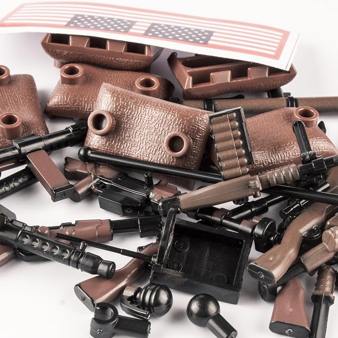 36 Pcs Weapons Pack Military U.S Field Force Weapons Toy Set - Brown Weapons Accessories Weapon Battle Building Blocks Compatible with Major Brand, 3 Years Old and up