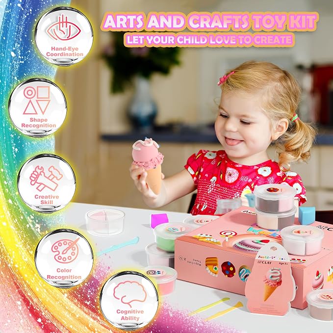 Aestd-ST Air Dry Clay Kit - Cake Themed, Modeling Clay for Kids, Dessert DIY Magic Clay with Tools and Tutorials, 12 Boxes Molding Clay, Soft & Non-Sticky, Arts and Crafts Gifts for Kids