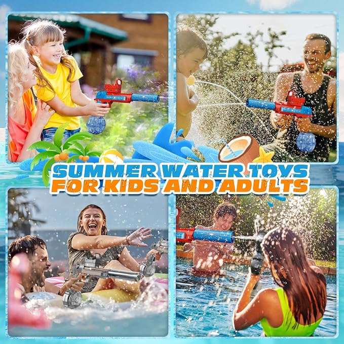 Electric Water Gun for Adults and Kids, Automatic Squirt Gun, Battery Powered Water Pistol with Light-Up Muzzle, 26-32 FT Long Range, Summer Outdoor Beach Pool Party Toy Gift