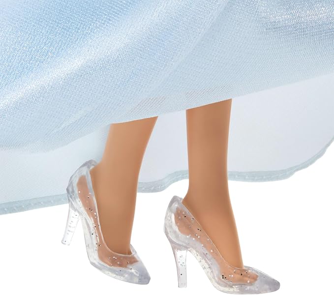 Mattel Disney Princess Cinderella Sparkling Princess Fashion Doll & Accessories with Removable Dress, Shoes, Necklace & Earrings, Inspired by Movie