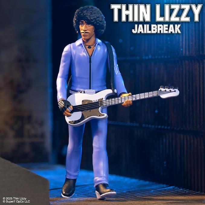 Super7 Reaction Figure Thin Lizzy Phil Lynott (Jailbreak) - 3.75" Thin Lizzy Action Figure with Accessory - Classic Rock Collectibles and Retro Toys