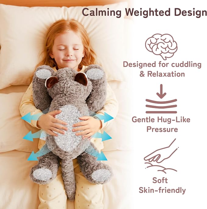 Niuniu Daddy Raccoon Weighted Stuffed Animals for Kids & Adults, 20" | 3.3lb Large Weighted Plushies Pillow for Sleeping and Calming, Cute Lying Plush Toy Huggable Gift for Everyday Comfort