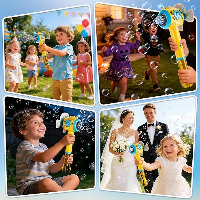 Lucky Doug Bubble Gun, Bubble Machine Gun for Kids Toddlers with Rich Bubbles, Bubble Guns for Kids with 360° Leak-Proof Design, Auto Bubble Gun for Toddlers Children Backyard Outdoor Camping
