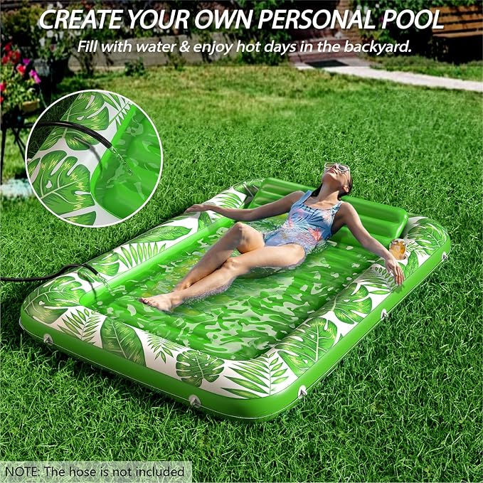Inflatable Tanning Pool Lounger Float - Jasonwell 4 in 1 Sun Tan Tub Sunbathing Pool Lounge Raft Floatie Toys Water Filled Tanning Bed Mat Pad for Adult Blow Up Kiddie Pool Kids Ball Pit (GLE, XL)
