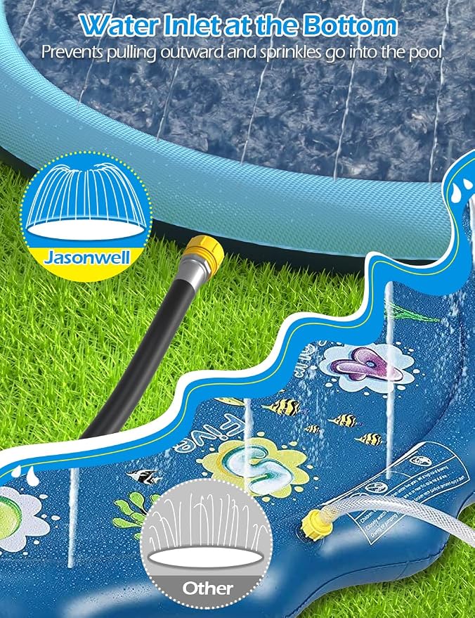 Kids Dog Splash Pad Sprinkler - Jasonwell Non Slip Dog Sprinkler Pad Splash Pool Puppy Dogs Pool Summer Outdoor Water Toys Backyard Durable Splash Pad for Toddlers Kids Small Medium Large Dogs Pet