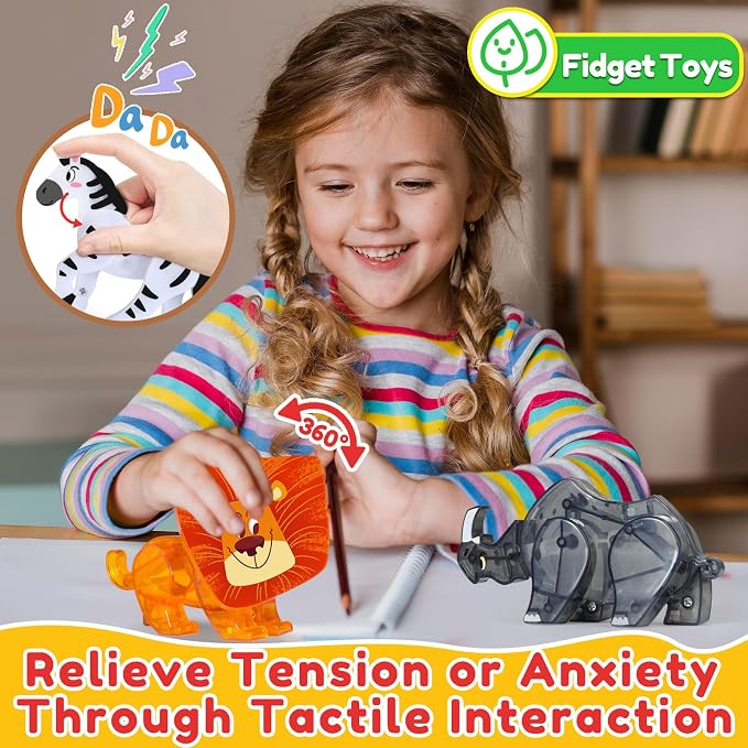 Oriate Magnet Safari Animals for Magnetic Tiles, 5pcs Zoo Animal Toys for Magnetic Blocks, Movable Joint Magnet Safari Animals Figures Compatible with Magnetic Building Tiles for Kids Magnetic Tiles
