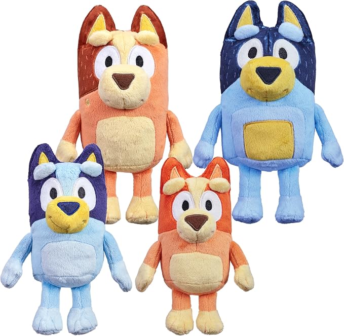 Bluey Heeler Family Stuffed Animals Set of 4, 7-8”, Soft Bingo, Bandit, and Chilli Plush Figure Toys, Cuddly Plush Toys for Kids Ages 3+