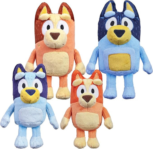 Bluey Heeler Family Stuffed Animals Set of 4, 7-8”, Soft Bingo, Bandit, and Chilli Plush Figure Toys, Cuddly Plush Toys for Kids Ages 3+