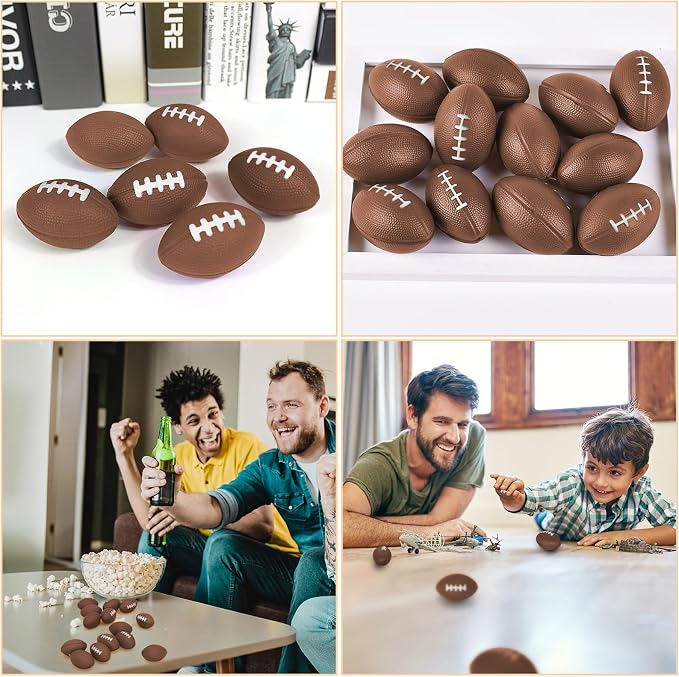 Oleitodh 96 Pcs Mini Football Sports Stress Ball Bulk Mini Foam Sports Ball Kids Adults Football Sports Party Favor Ball Small Relaxable Balls for School Carnival Reward Party Bag Gift Fillers