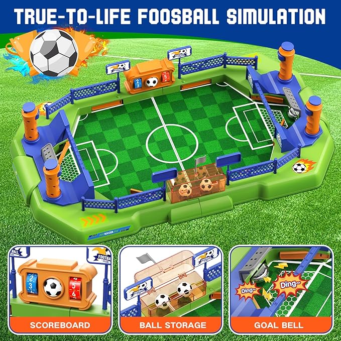 Mini Foosball Table Game for Kids – 2 Player Soccer Board Game with Scoreboard, Portable Tabletop Football Pinball Game for Boys Girls Ages 3-8, Indoor Family Party Birthday Gift Toy