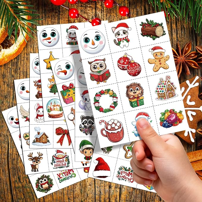JCFIRE Christmas Temporary Tattoos for Kids Stocking Stuffers, Waterproof Tattoo Stickers Christmas Party Favors, Stocking Stuffers for Kids Toddlers Teens Boys Girls, Goodie Bag Stuffers