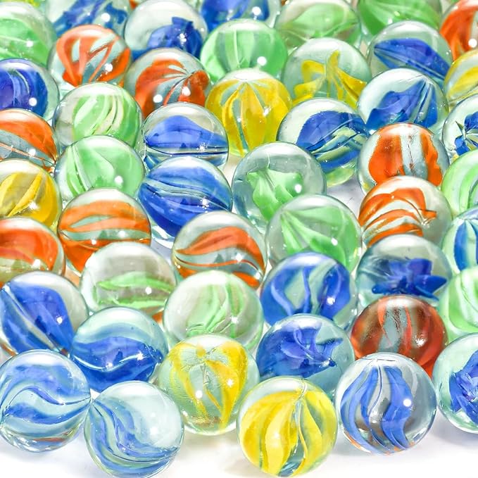 SallyFashion 240PCS Marbles for Kids, Cat Eye Marbles Mixed 5 Colors for Chinese Checkers, Marble Run Toys, Board Games
