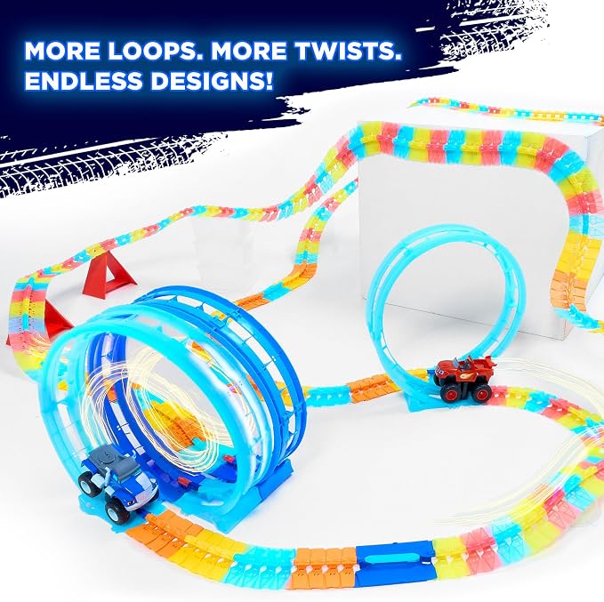 Blaze and The Monster Machines TurboTwist Racers Boost Pack - Glow in The Dark Racing Loop & Tracks Expansion Set for Kids Ages 3-10