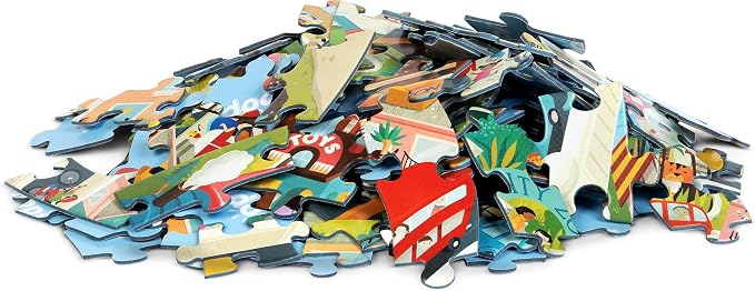 boppi Round 150 Piece Jigsaw Puzzle for Kids Aged 5-8 | Educational City Life Puzzle with Buildings, Vehicles & People | Eco-Friendly Recycled Cardboard