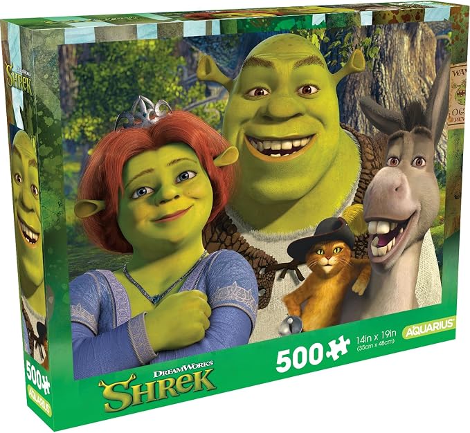 Aquarius Shrek 500 Piece Jigsaw Puzzle, DreamWorks Family Character Collage 14x19 Inch Collectible Merchandise Gift for Teens and Adults