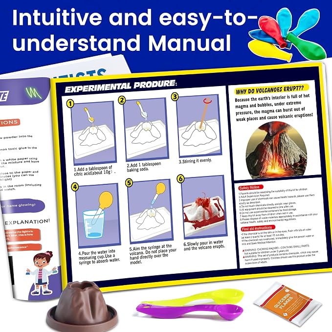 150+ Science Kits for Kids, STEM Activities Educational Science Experiments Gifts with Chemistry Set, Erupting Volcano and Growing Crystal Boys Gilrs Age 4+
