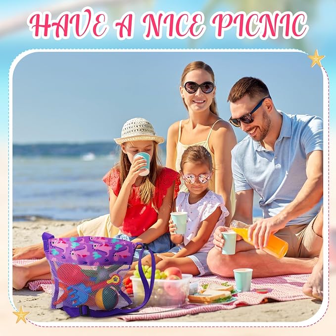 Frienda 15 Pack Mesh Beach Tote Bag, Seashell Bags, Bag Toys Organizer for Holding Beach Children' Toys Market Picnic(9.06 x 9.06 Inch,Cute Style)