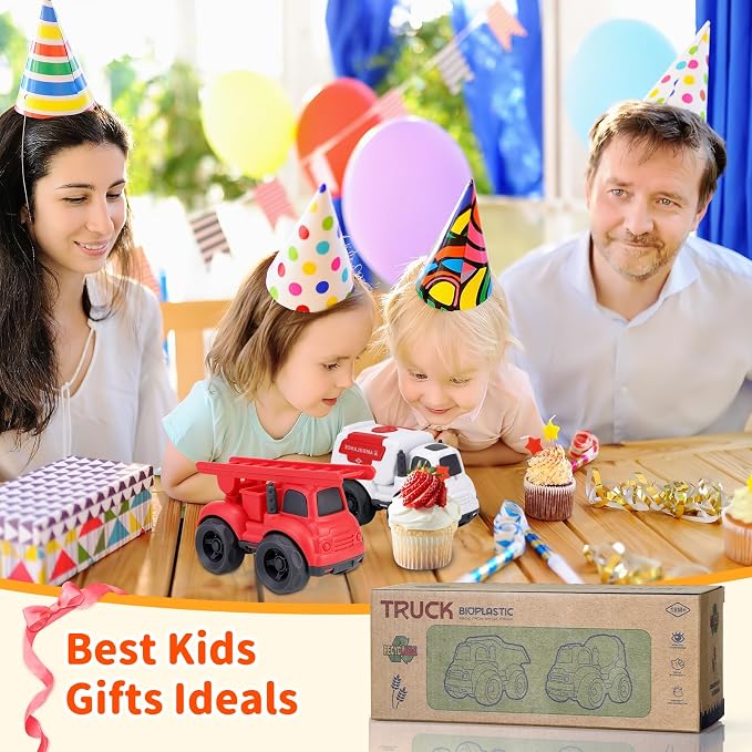 Toddler Toy Cars for 2 3 Year Old Boy, 3 in 1 Police Car Firetruck Toys and Ambulance for Toddlers, BPA Free, Phthalates Free, PVC, Outdoor Toys for Toddlers 2-4, Easter Birthday Gifts for Kids
