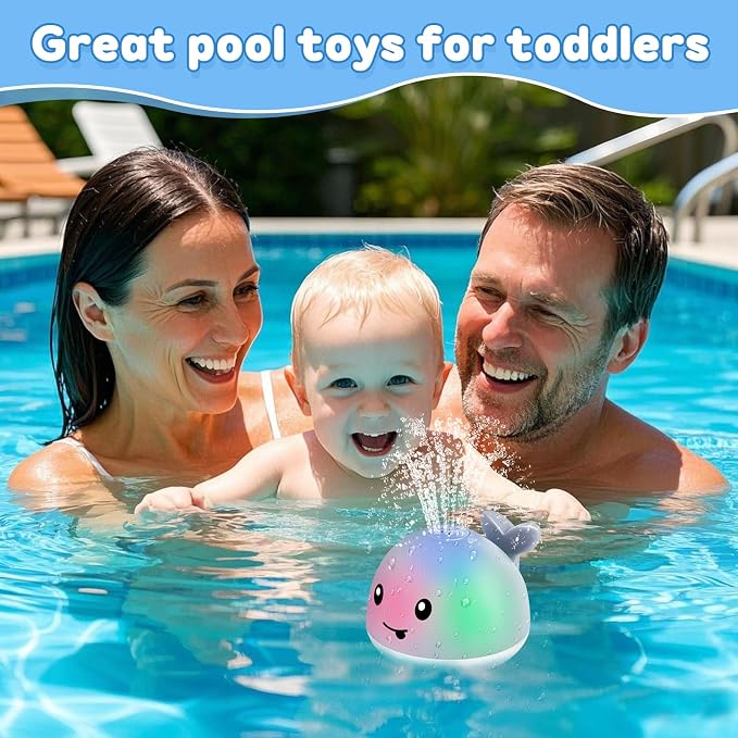 ANGGIKO Baby Bath Toys, Pool Water Table Toy for Babies, Toddler Bath Toys for Kids Ages 1-3, Light Up Whale Bath Toy Sprinkler 1 Year Old Boy Girl Gift Summer Bathtub Fountain Baby Toy 6-12-18 Months